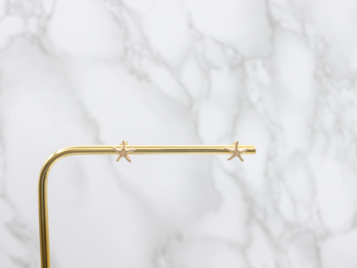 Textured Gold Starfish Stud Earrings