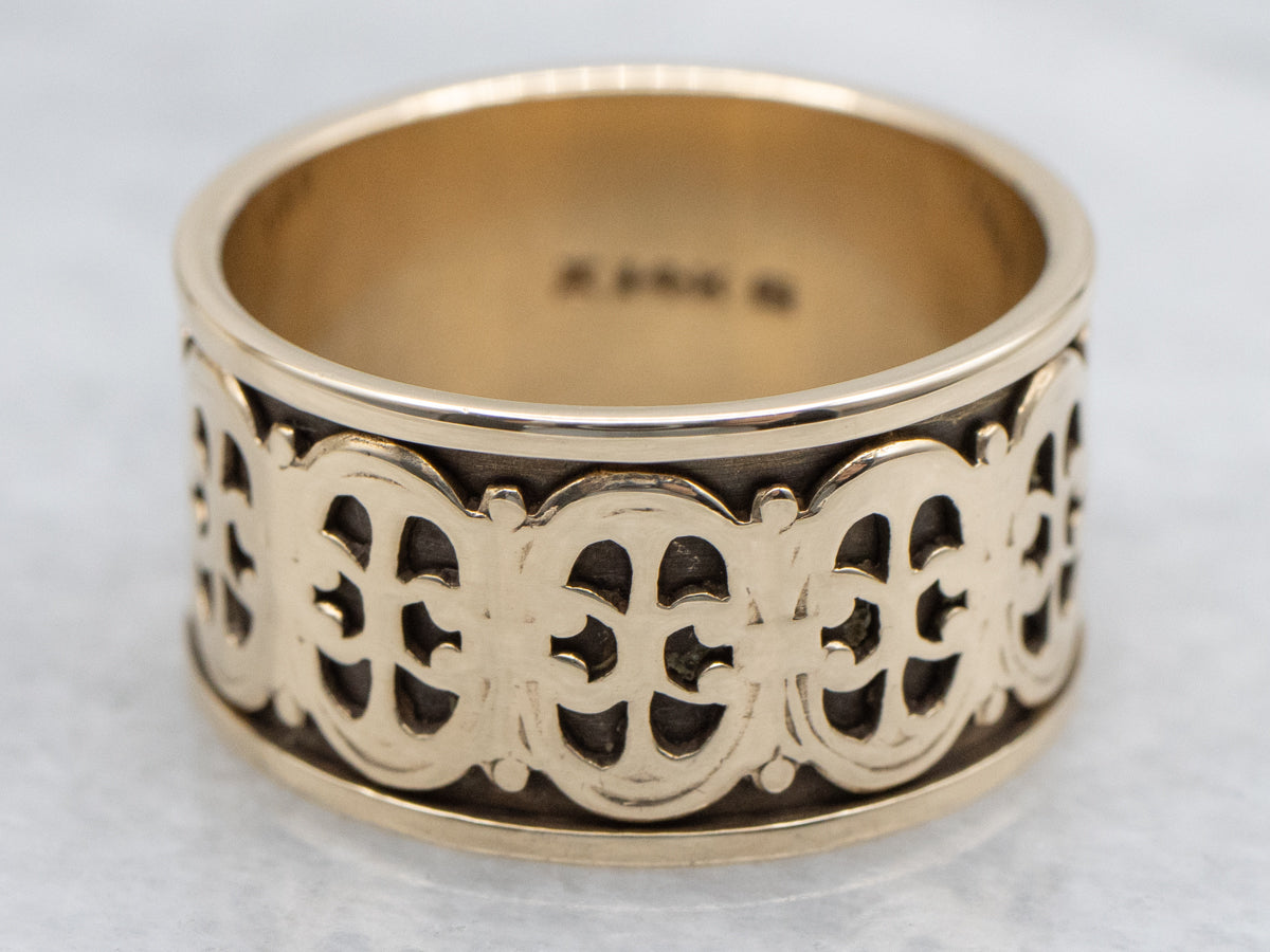 Wide Antique Gold Patterned Cigar Band
