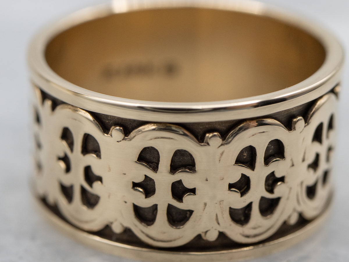 Wide Antique Gold Patterned Cigar Band