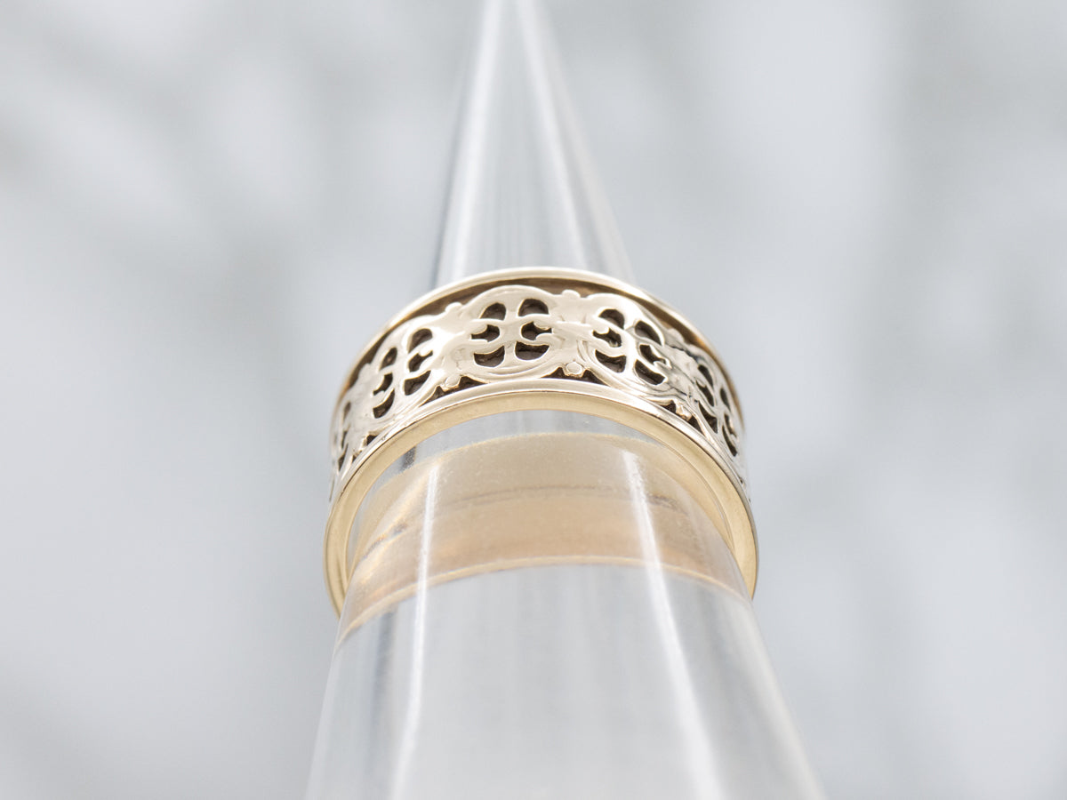 Wide Antique Gold Patterned Cigar Band