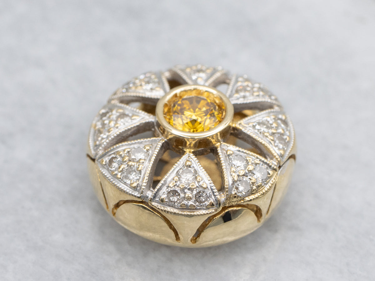 Modern Gold Enhanced Yellow Diamond Slide Pendant