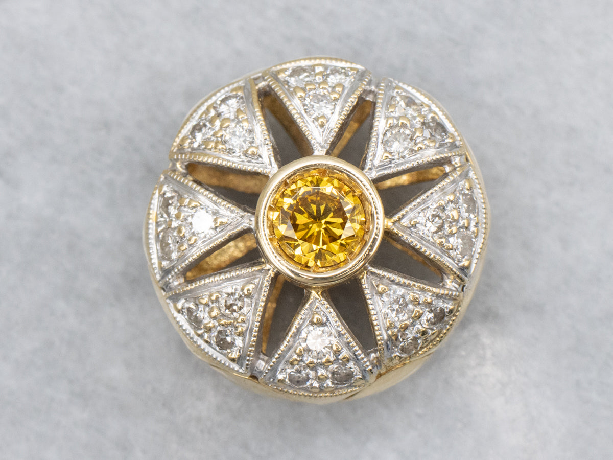Modern Gold Enhanced Yellow Diamond Slide Pendant