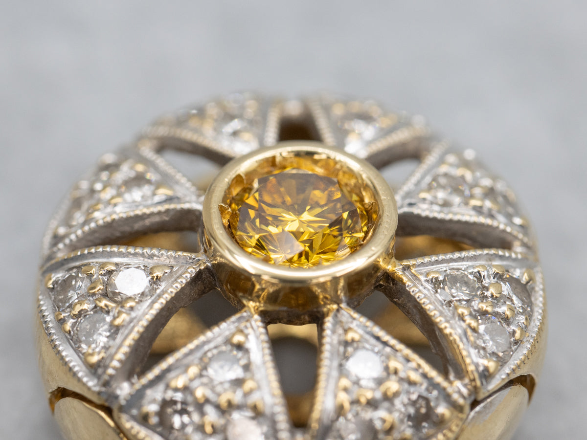 Modern Gold Enhanced Yellow Diamond Slide Pendant