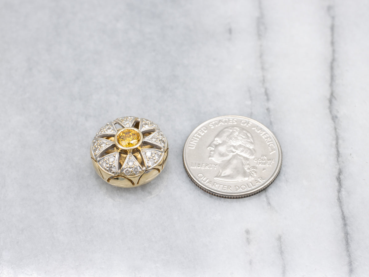 Modern Gold Enhanced Yellow Diamond Slide Pendant