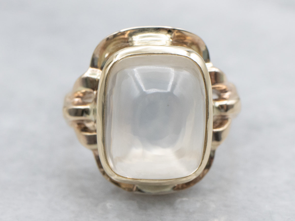 Moonstone Solitaire Yellow Gold Ring