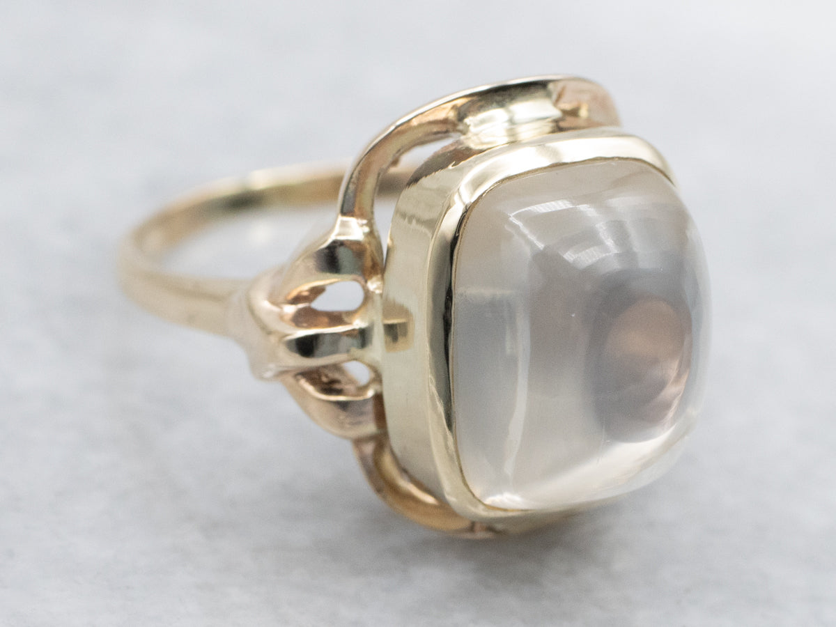 Moonstone Solitaire Yellow Gold Ring