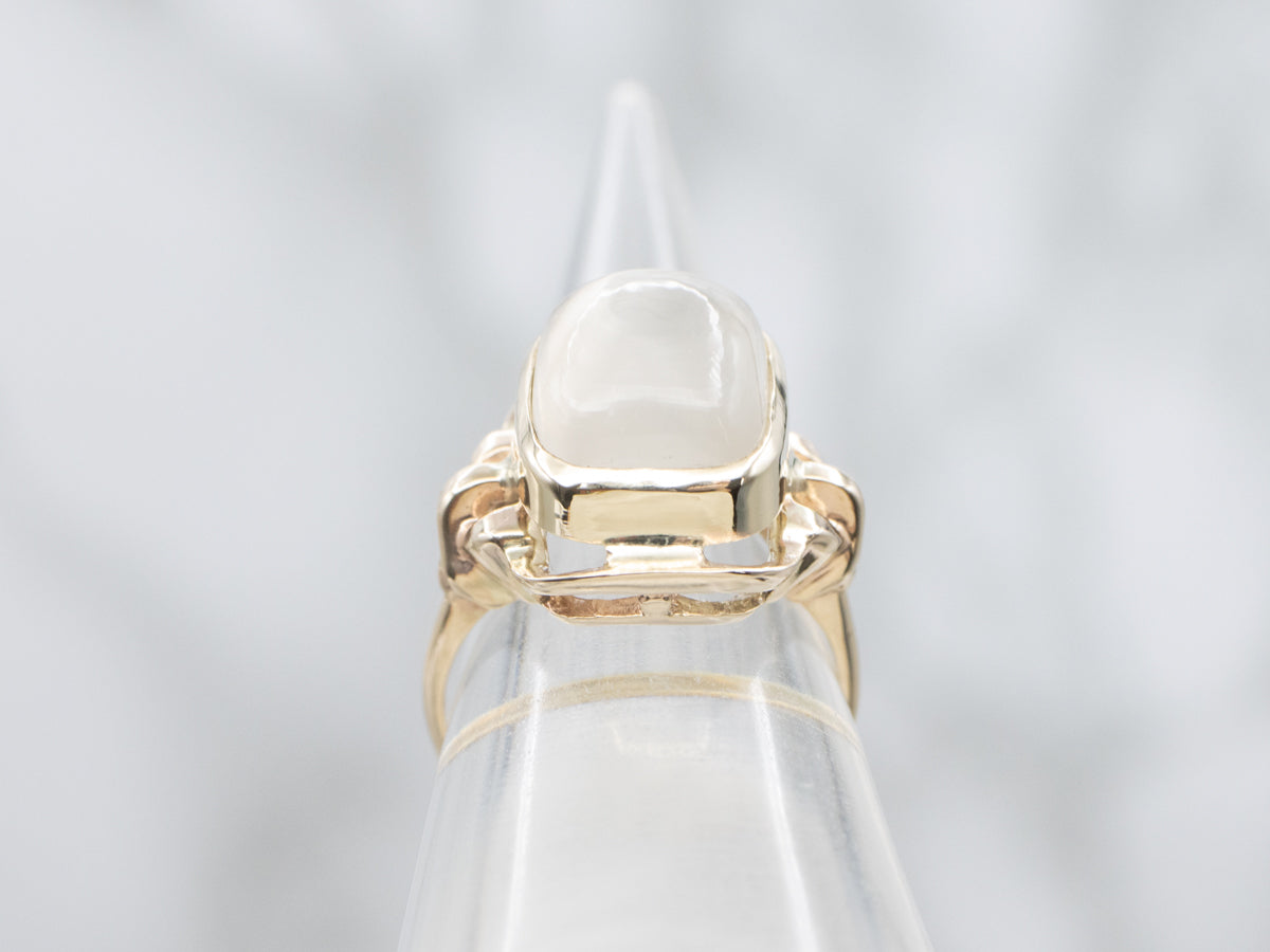 Moonstone Solitaire Yellow Gold Ring