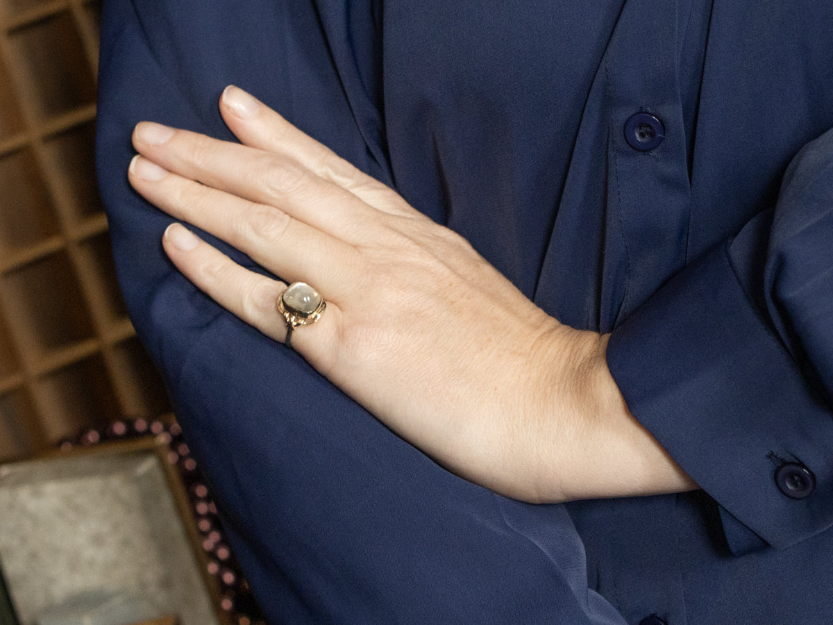 Moonstone Solitaire Yellow Gold Ring