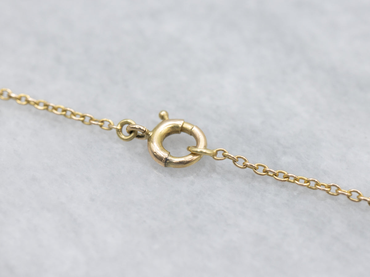 Antique Gold Sapphire and Pearl Lavalier Pendant Necklace