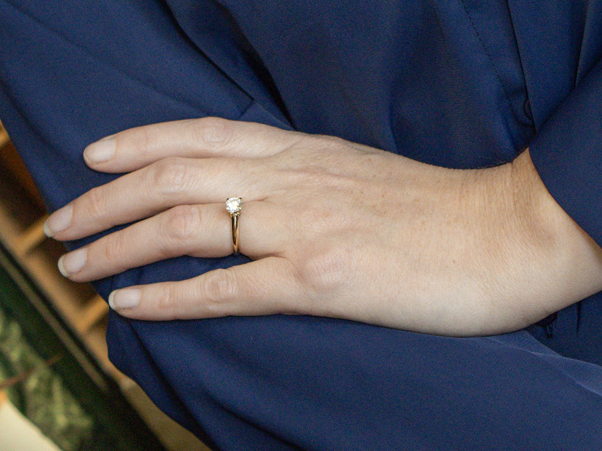 Old Transitional Cut Diamond Solitaire Engagement Ring