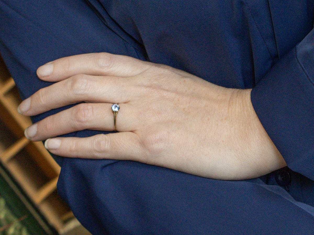 Beautiful Sapphire Solitaire in Scrolling Engraved Gold Setting