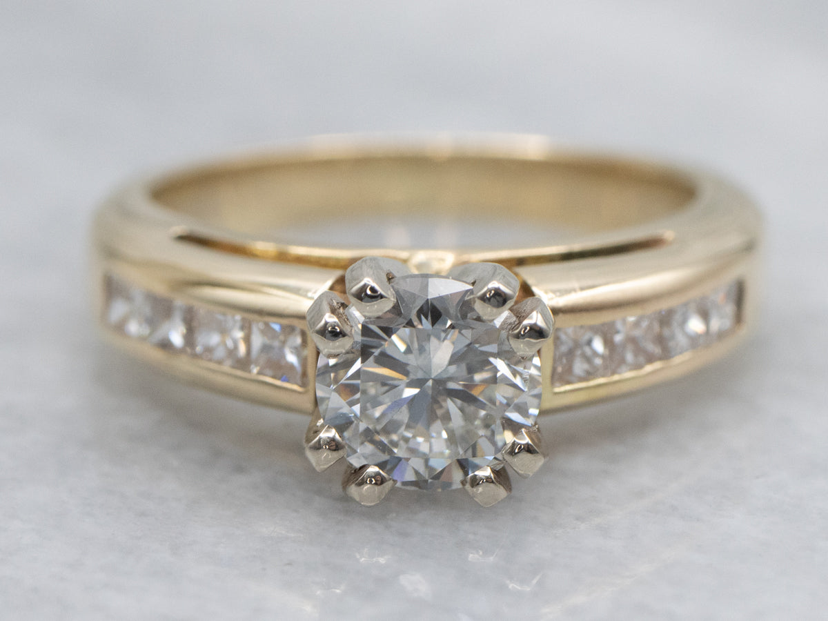 Modern Gold Diamond Engagement Ring with Channel Setting