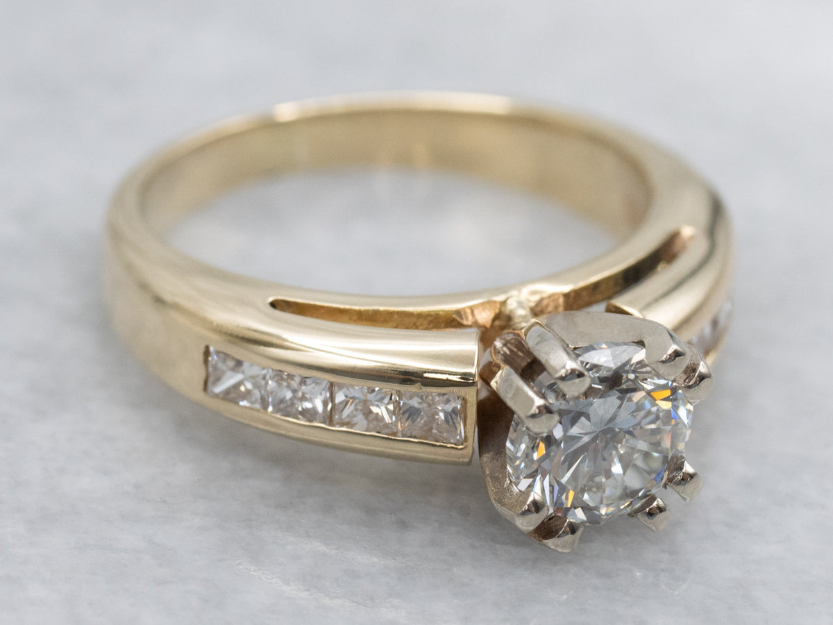 Modern Gold Diamond Engagement Ring with Channel Setting