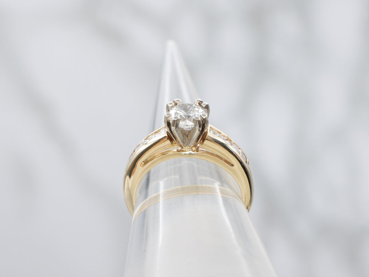 Modern Gold Diamond Engagement Ring with Channel Setting