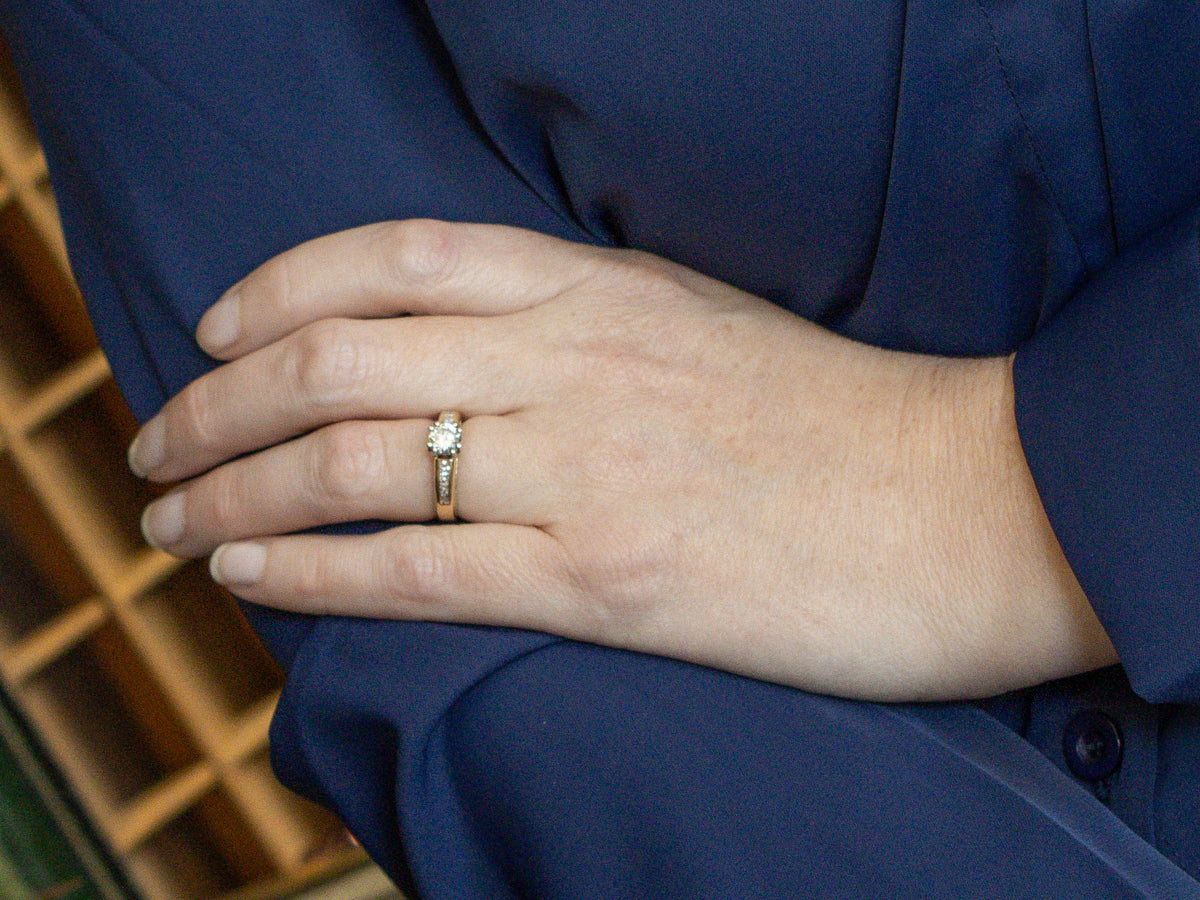Modern Gold Diamond Engagement Ring with Channel Setting