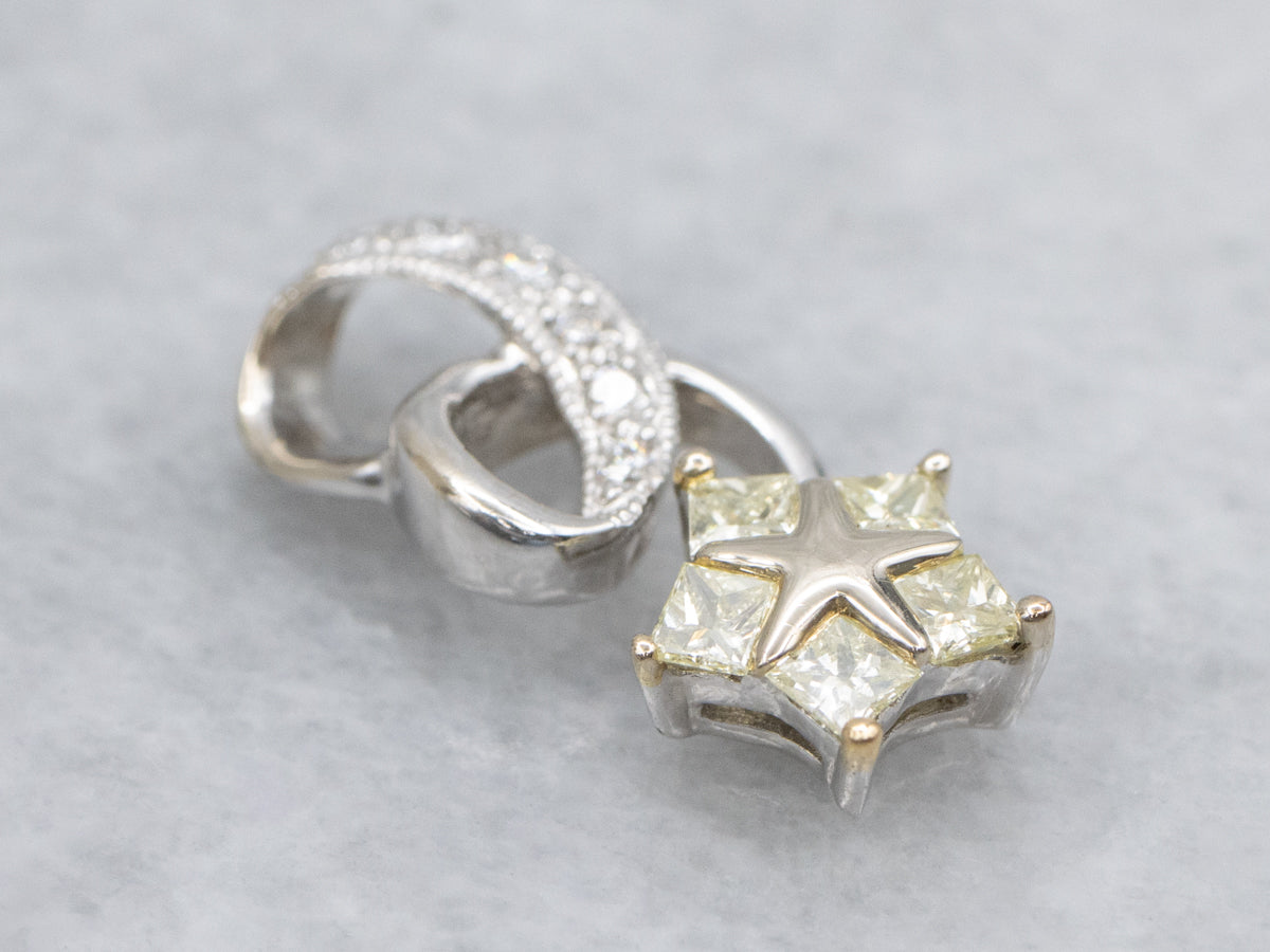 Modern Two-Tone Light Yellow Diamond Star Pendant