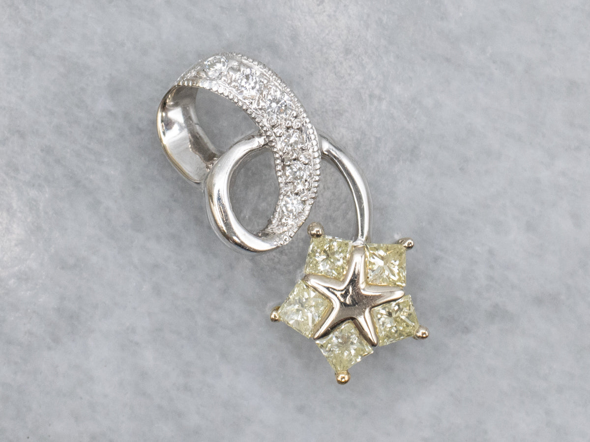 Modern Two-Tone Light Yellow Diamond Star Pendant