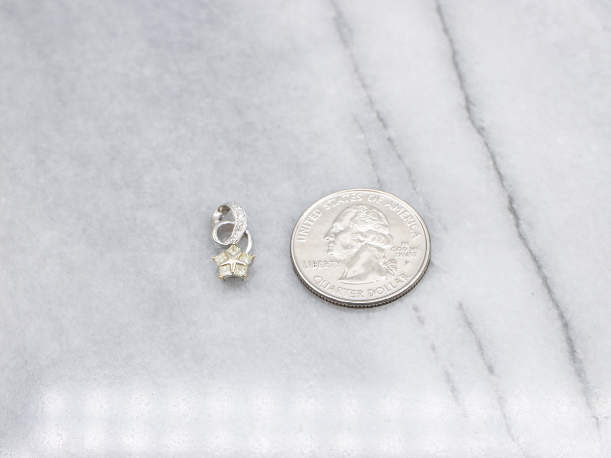 Modern Two-Tone Light Yellow Diamond Star Pendant