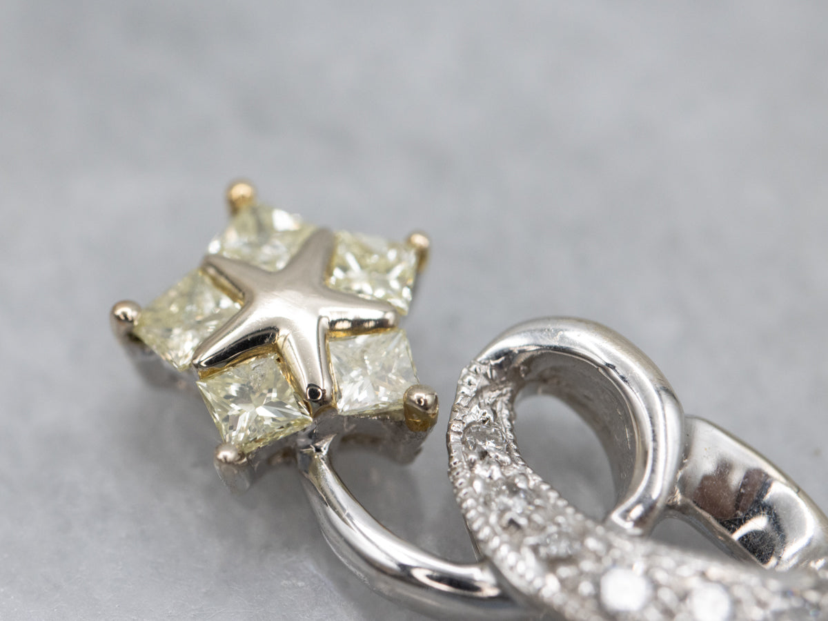 Modern Two-Tone Light Yellow Diamond Star Pendant