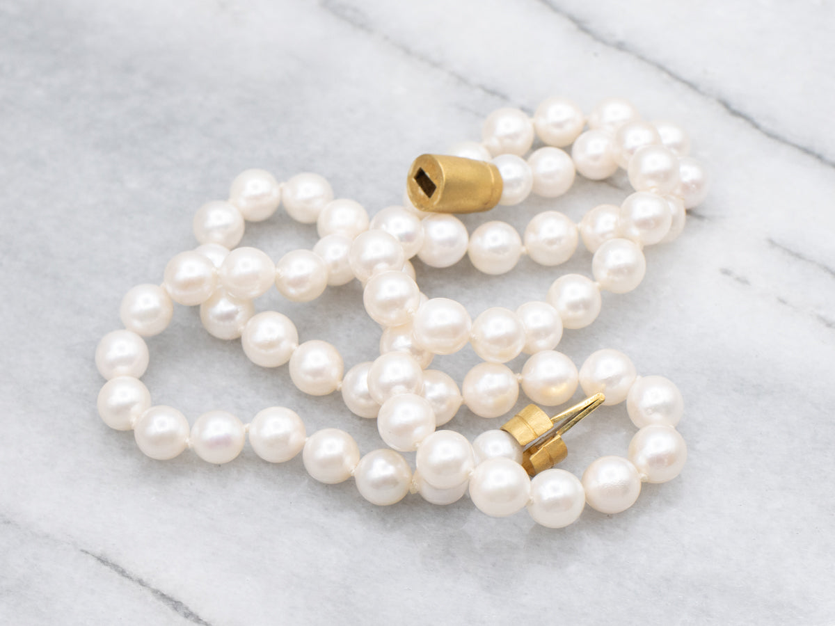 Pearl Strand Necklace with 18-Karat Gold Barrel Clasp