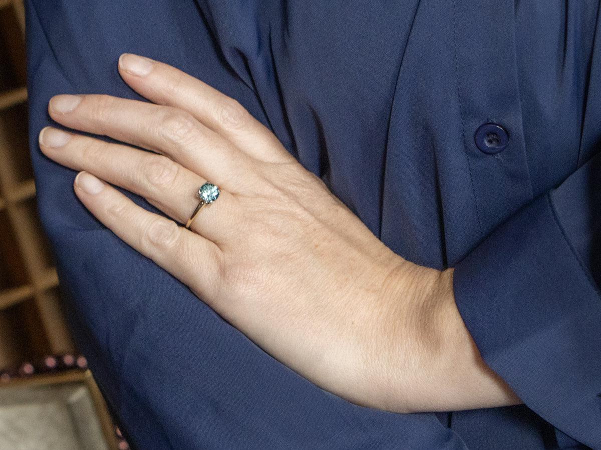 1950s Blue Zircon Sweetheart Solitaire Ring