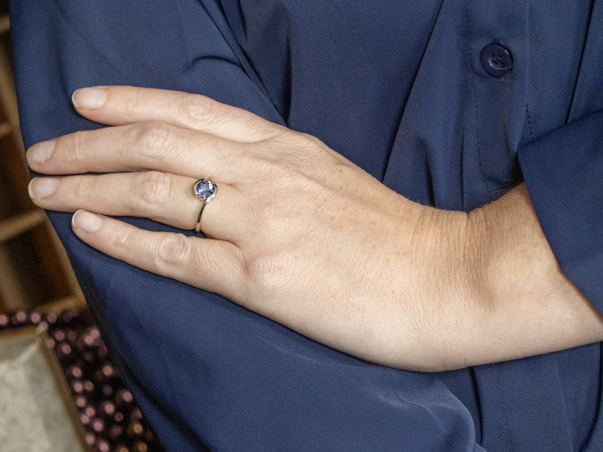 Modern Polished Gold Tanzanite Bypass Ring