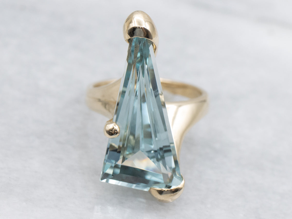 Trillion-Cut Synthetic Spinel Modernist Gold Cocktail Ring