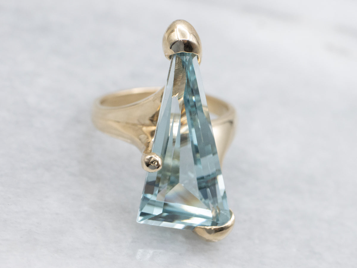 Trillion-Cut Synthetic Spinel Modernist Gold Cocktail Ring