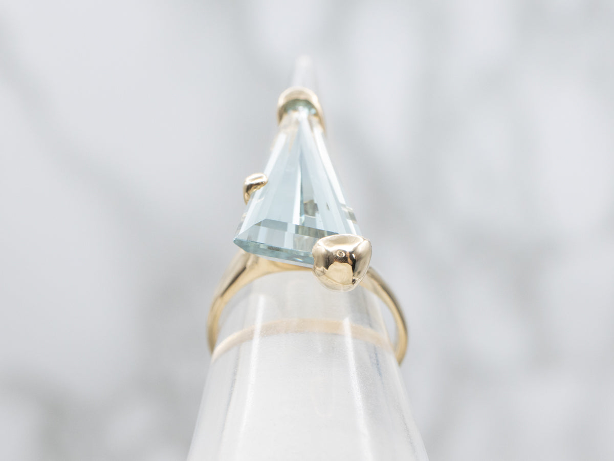 Trillion-Cut Synthetic Spinel Modernist Gold Cocktail Ring