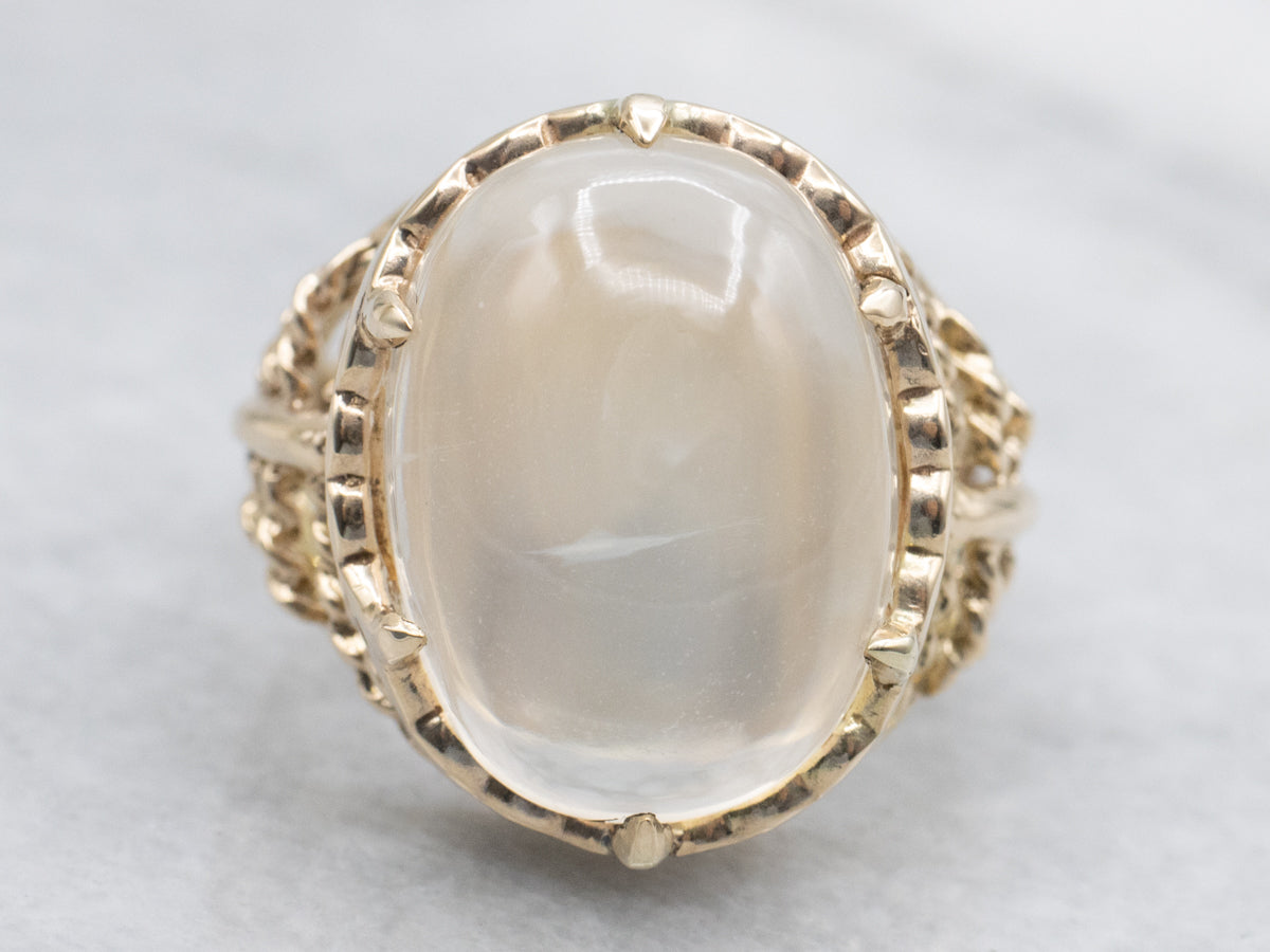Moonstone Cabochon in Nautical Gold Setting