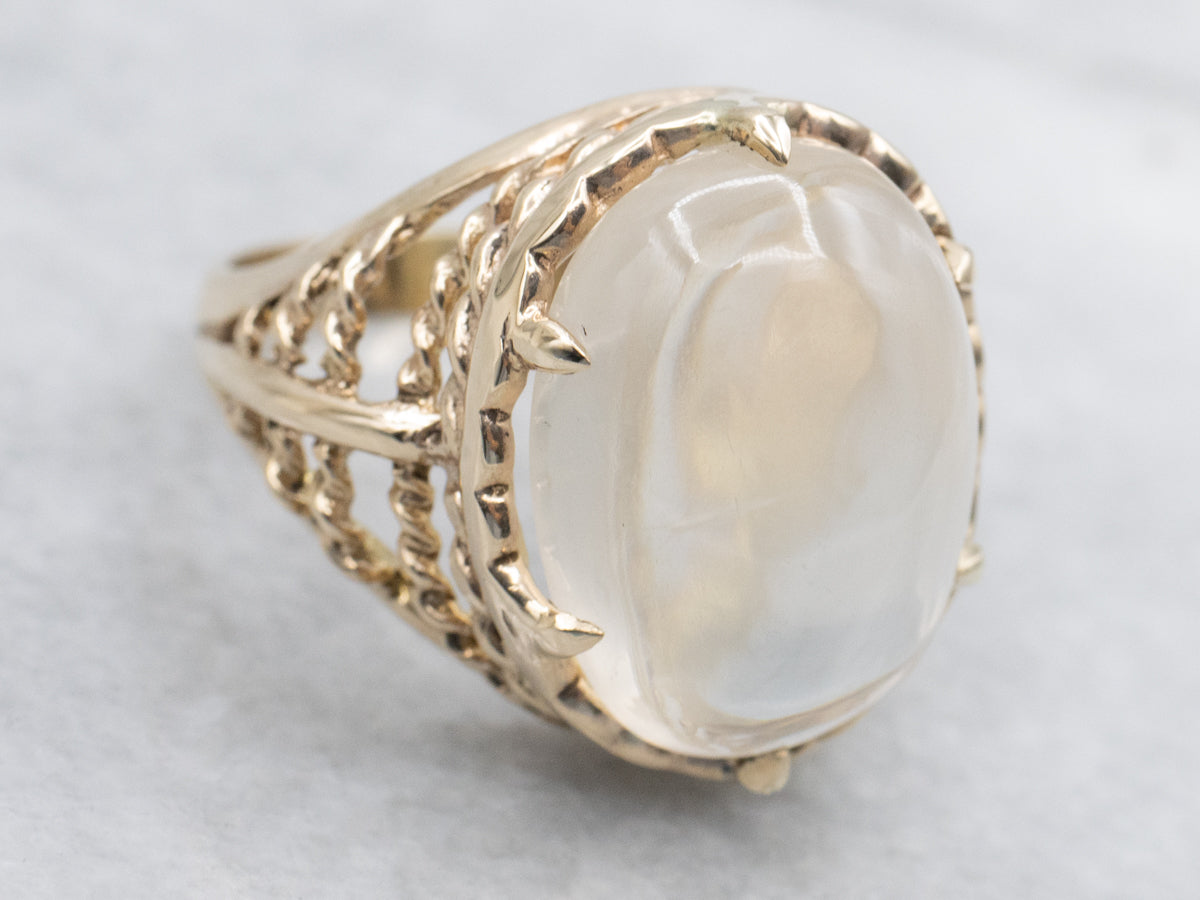 Moonstone Cabochon in Nautical Gold Setting