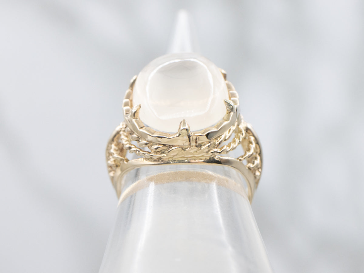 Moonstone Cabochon in Nautical Gold Setting
