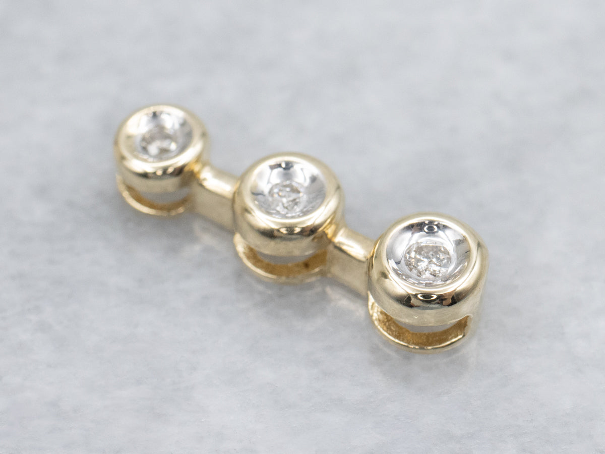 Minimal and Modernist Triple Diamond Pendant