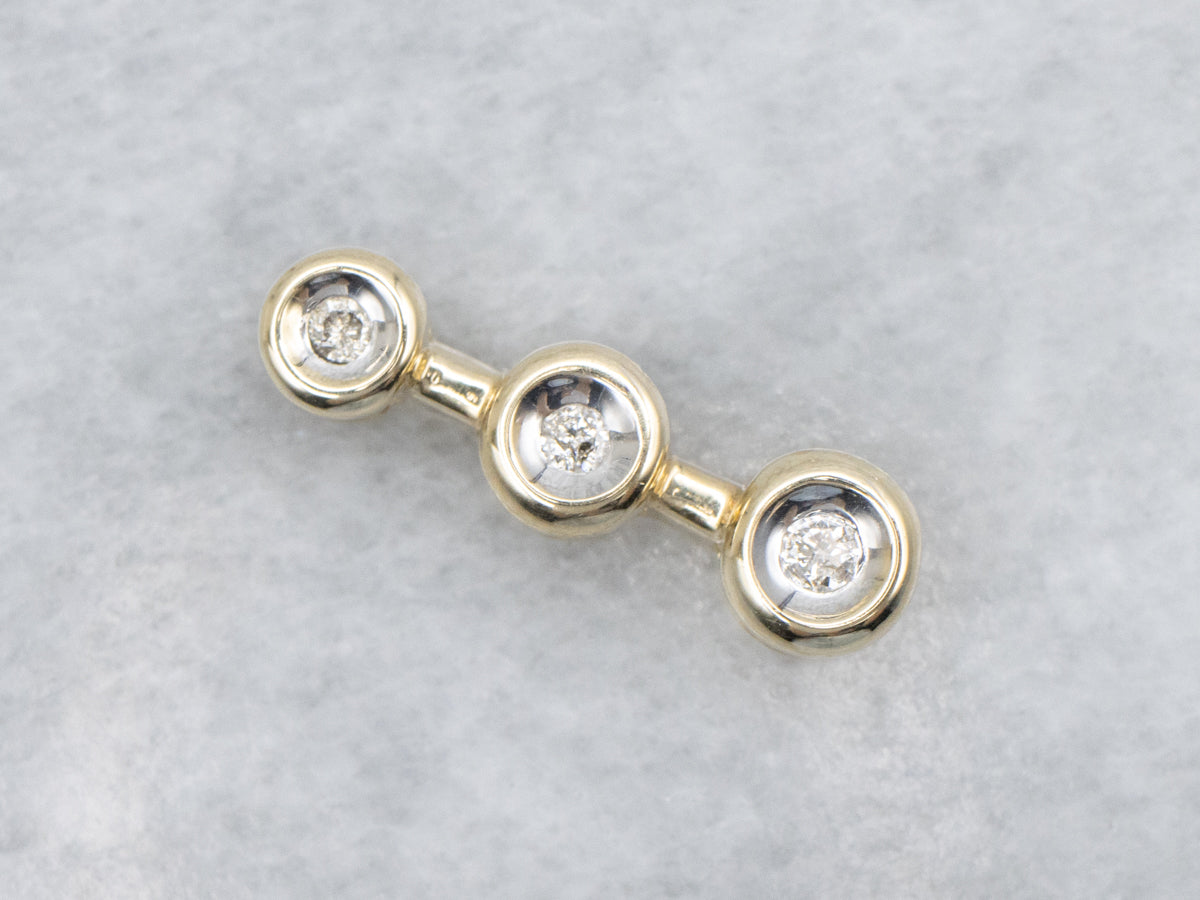 Minimal and Modernist Triple Diamond Pendant