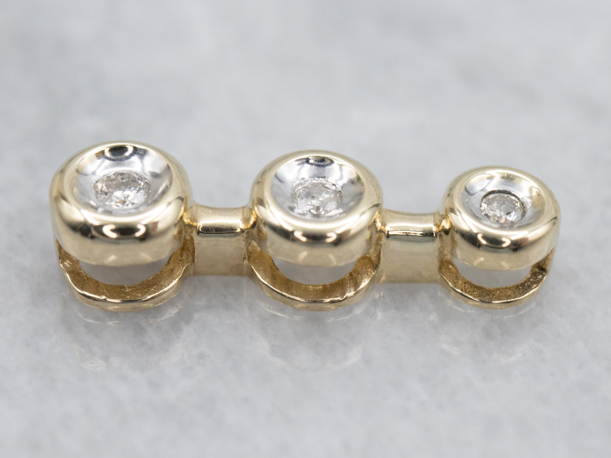 Minimal and Modernist Triple Diamond Pendant