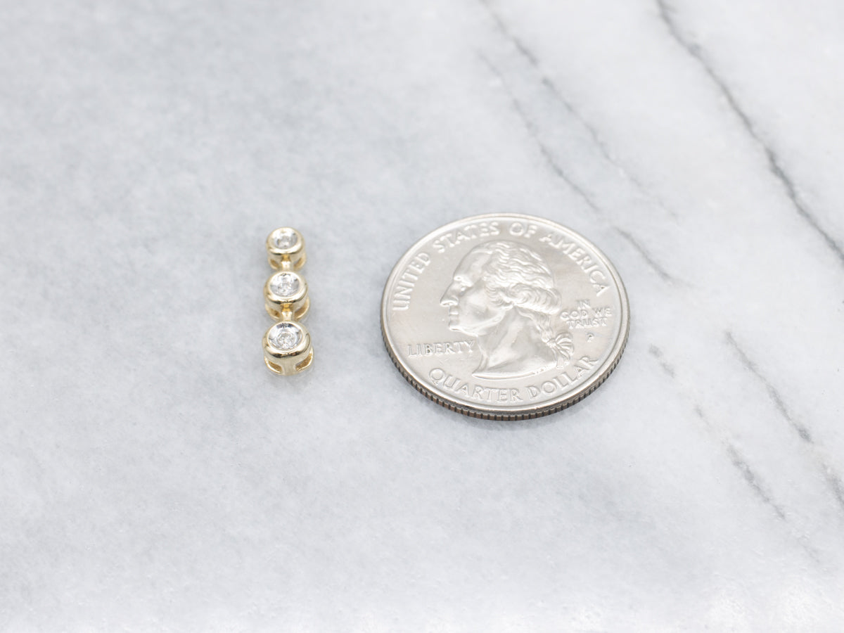 Minimal and Modernist Triple Diamond Pendant