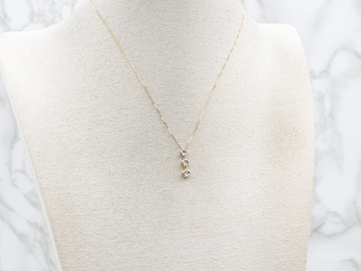 Minimal and Modernist Triple Diamond Pendant