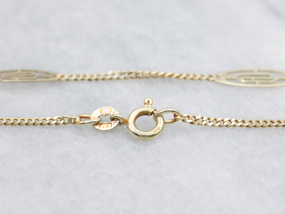 Marquise-Link Yellow Gold Station Chain