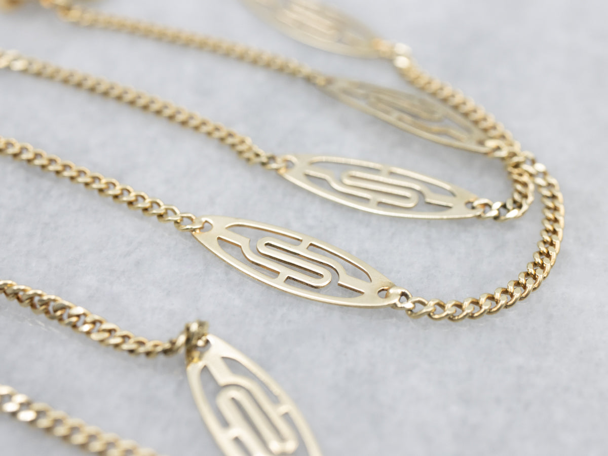 Marquise-Link Yellow Gold Station Chain