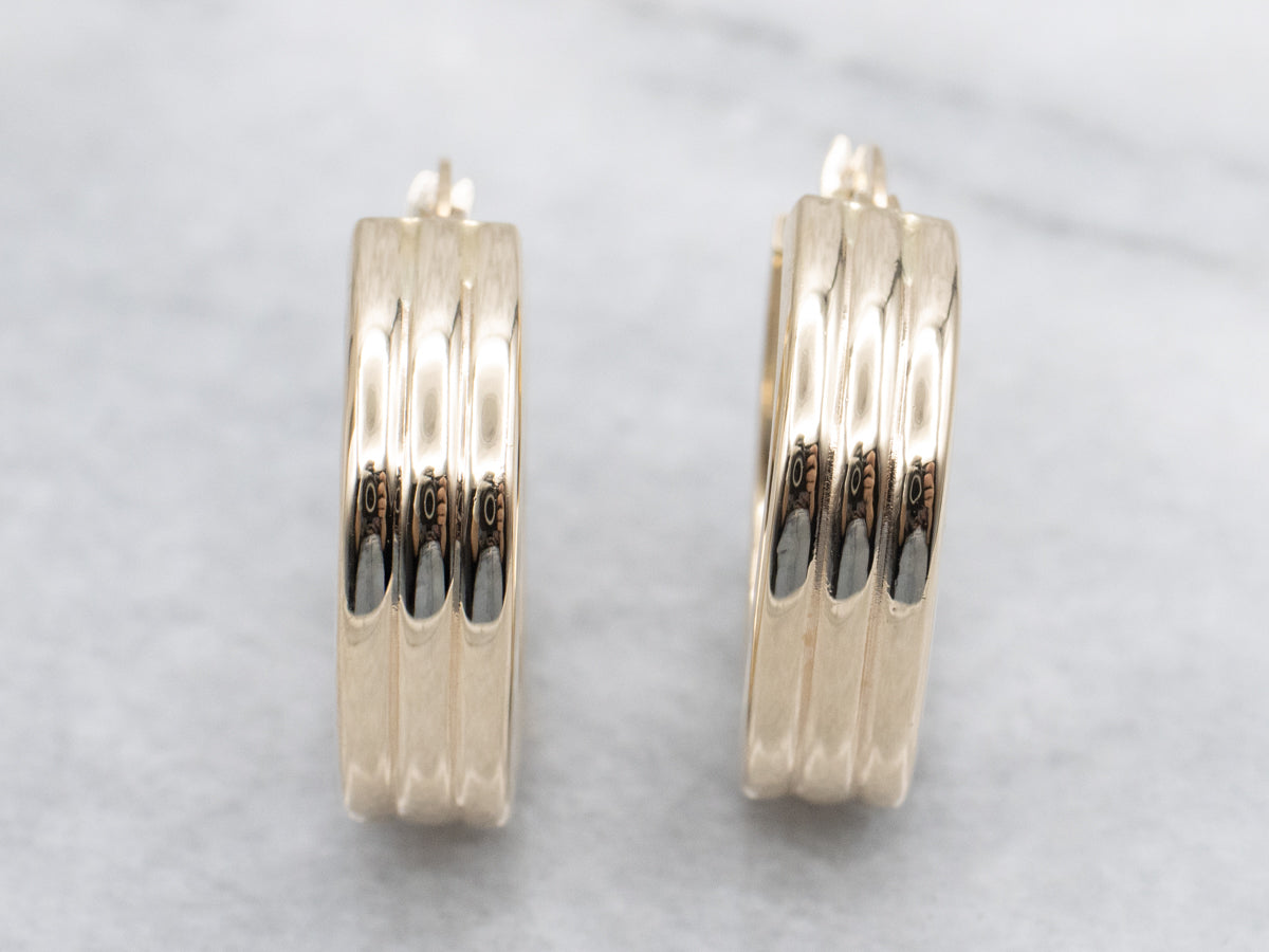 Grooved Squared-Gold Hoop Earrings