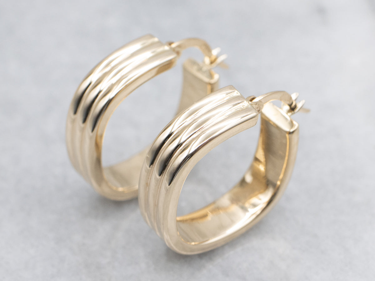 Grooved Squared-Gold Hoop Earrings