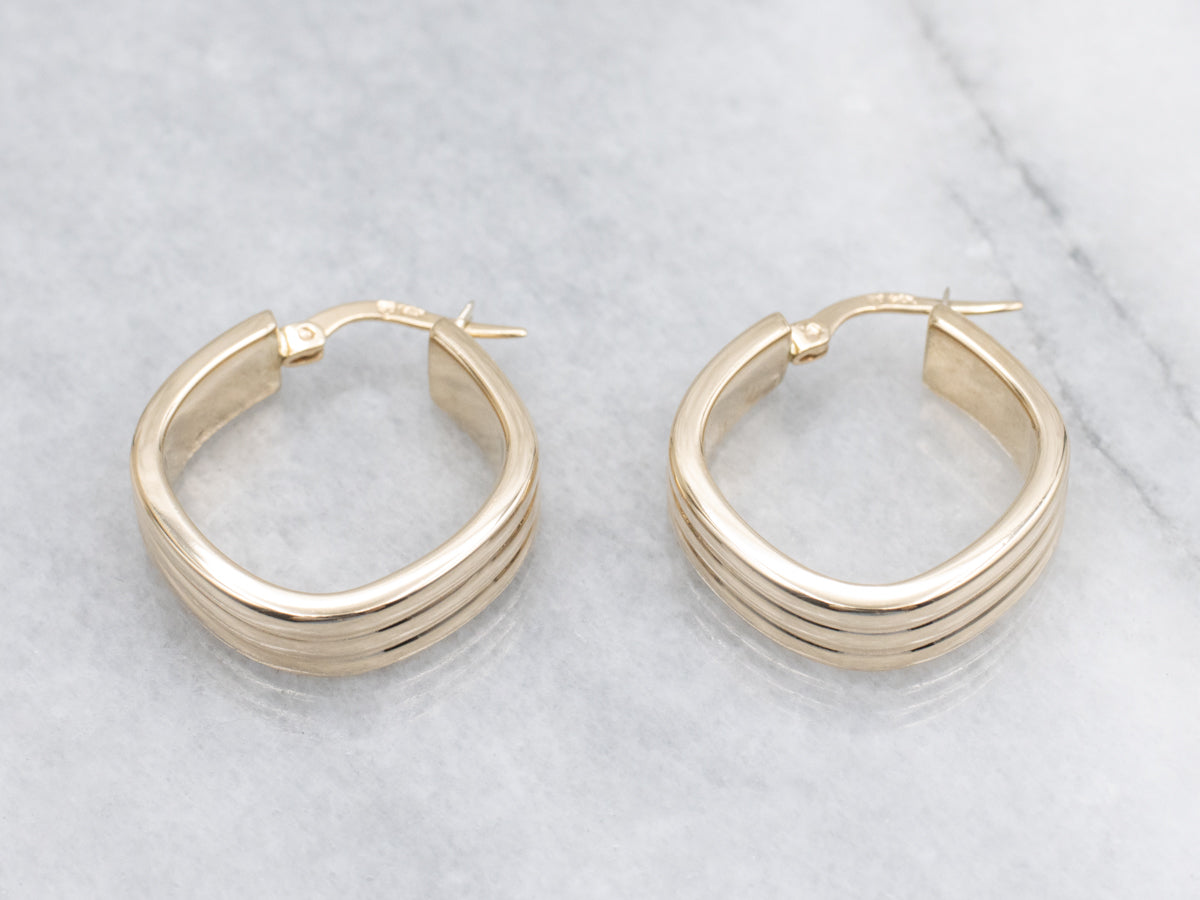 Grooved Squared-Gold Hoop Earrings