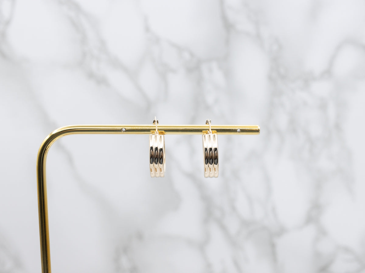 Grooved Squared-Gold Hoop Earrings