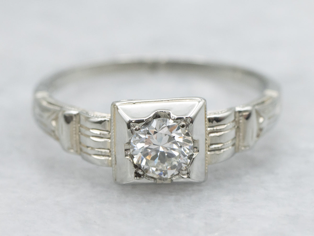 Vintage 1930s Diamond Solitaire Engagement Ring