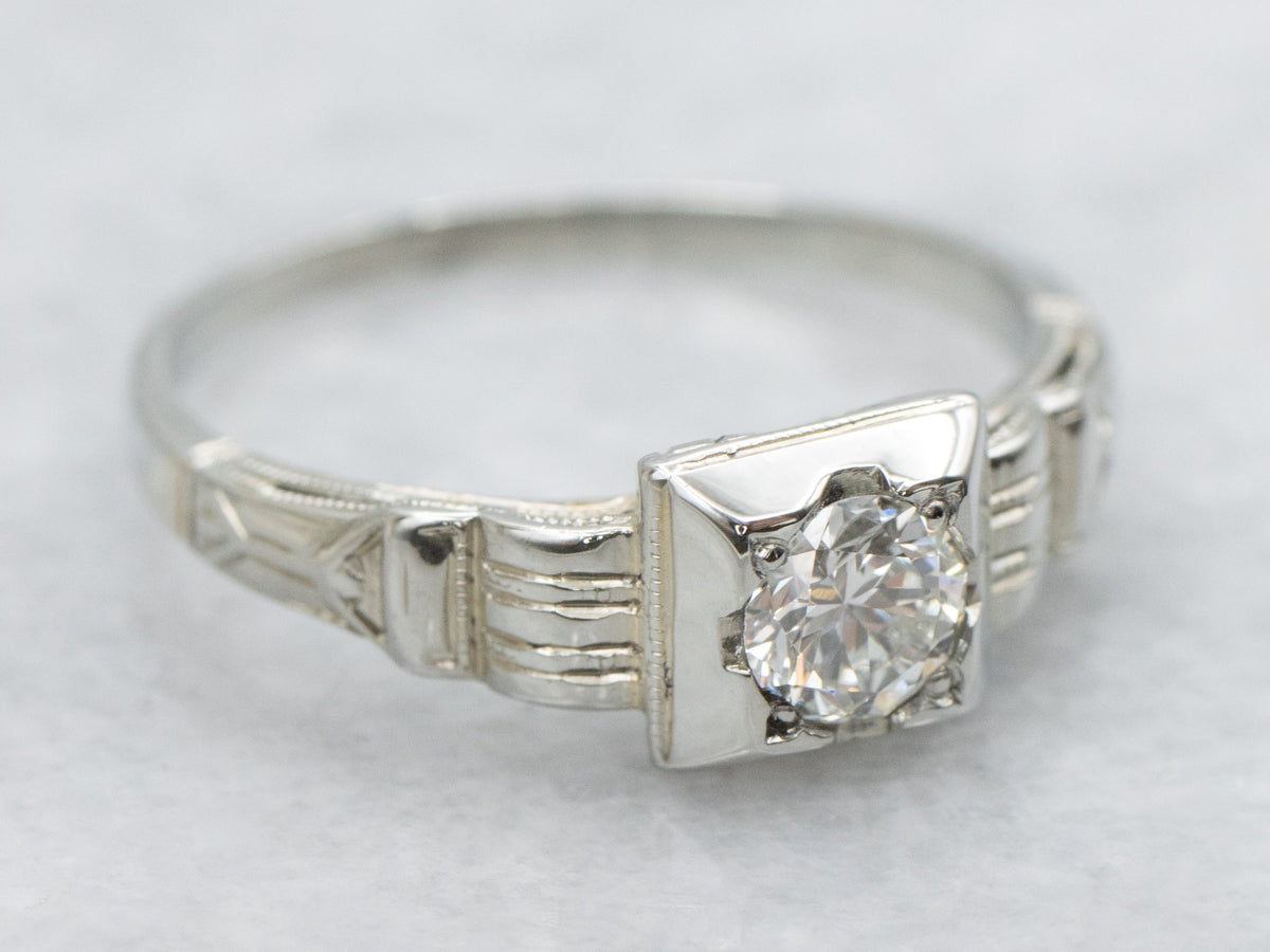 Vintage 1930s Diamond Solitaire Engagement Ring