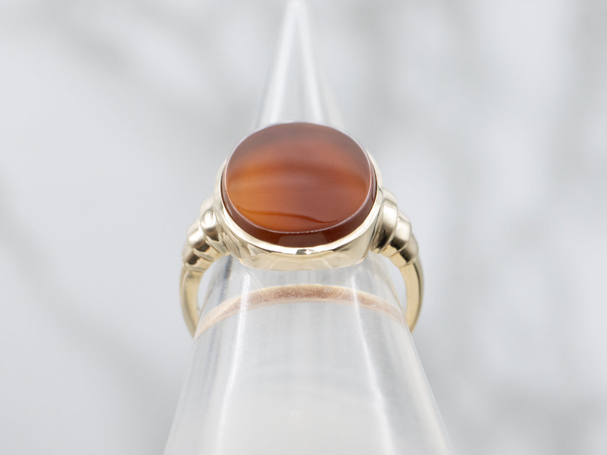 Ladies 1940s Carnelian and Gold Ring
