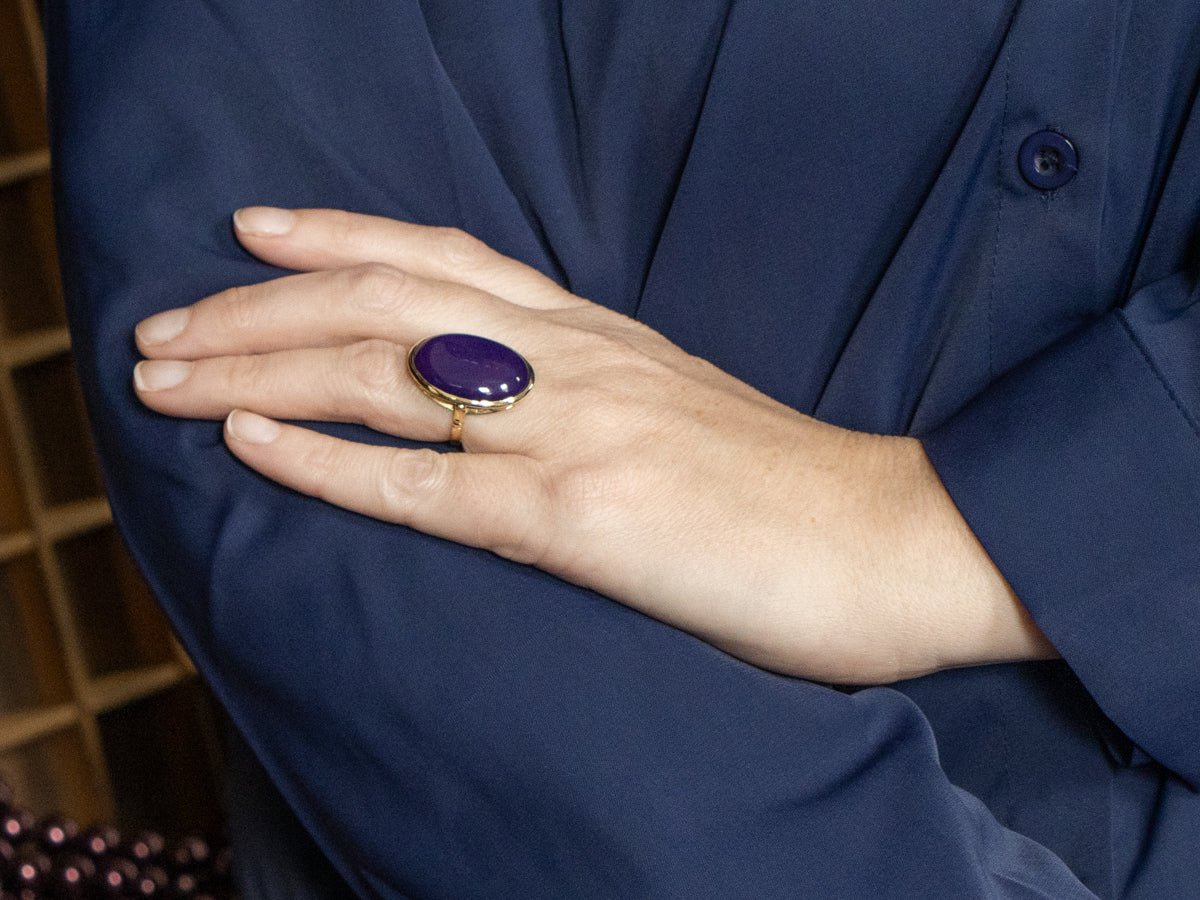 Bold Bezel-Set Sugilite Cabochon Cocktail Ring