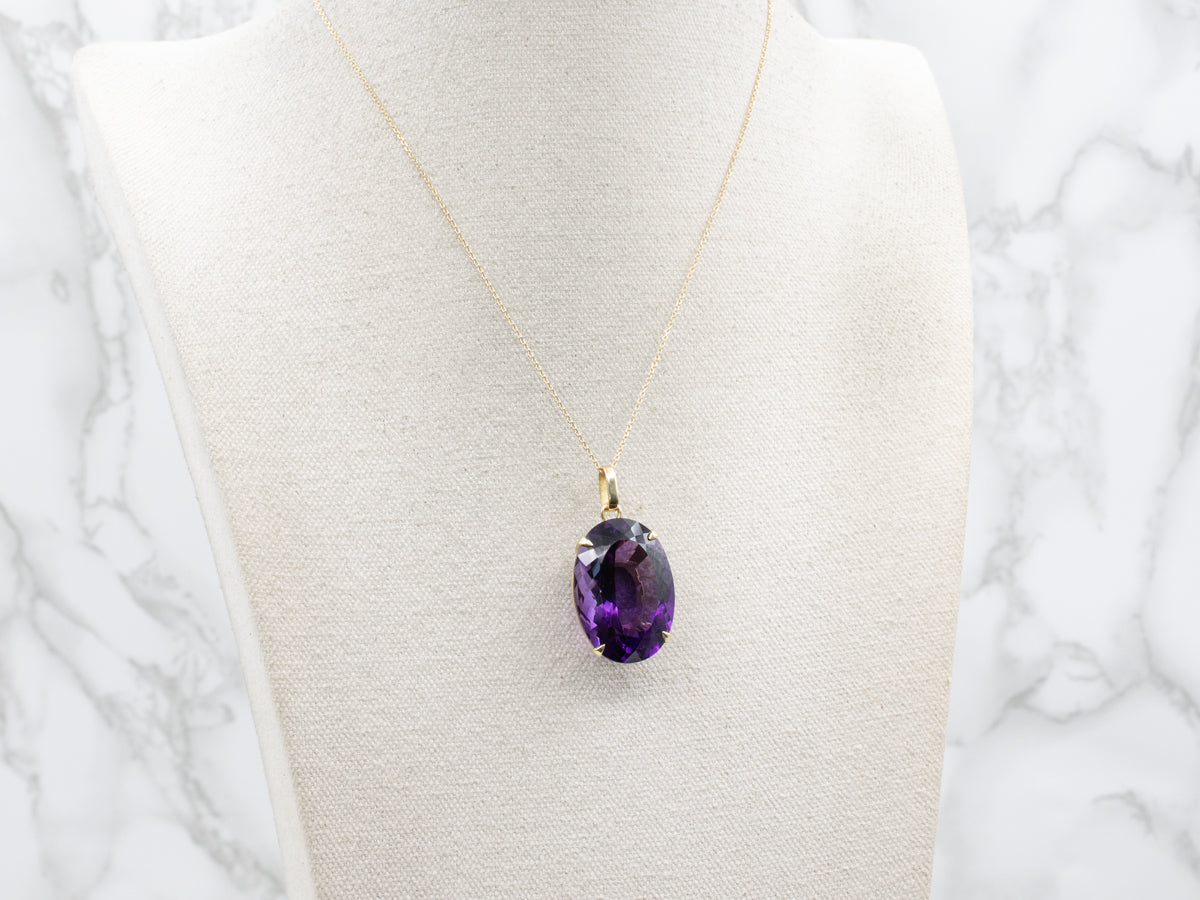 Large 48.03 Carat Amethyst and Gold Cocktail Pendant
