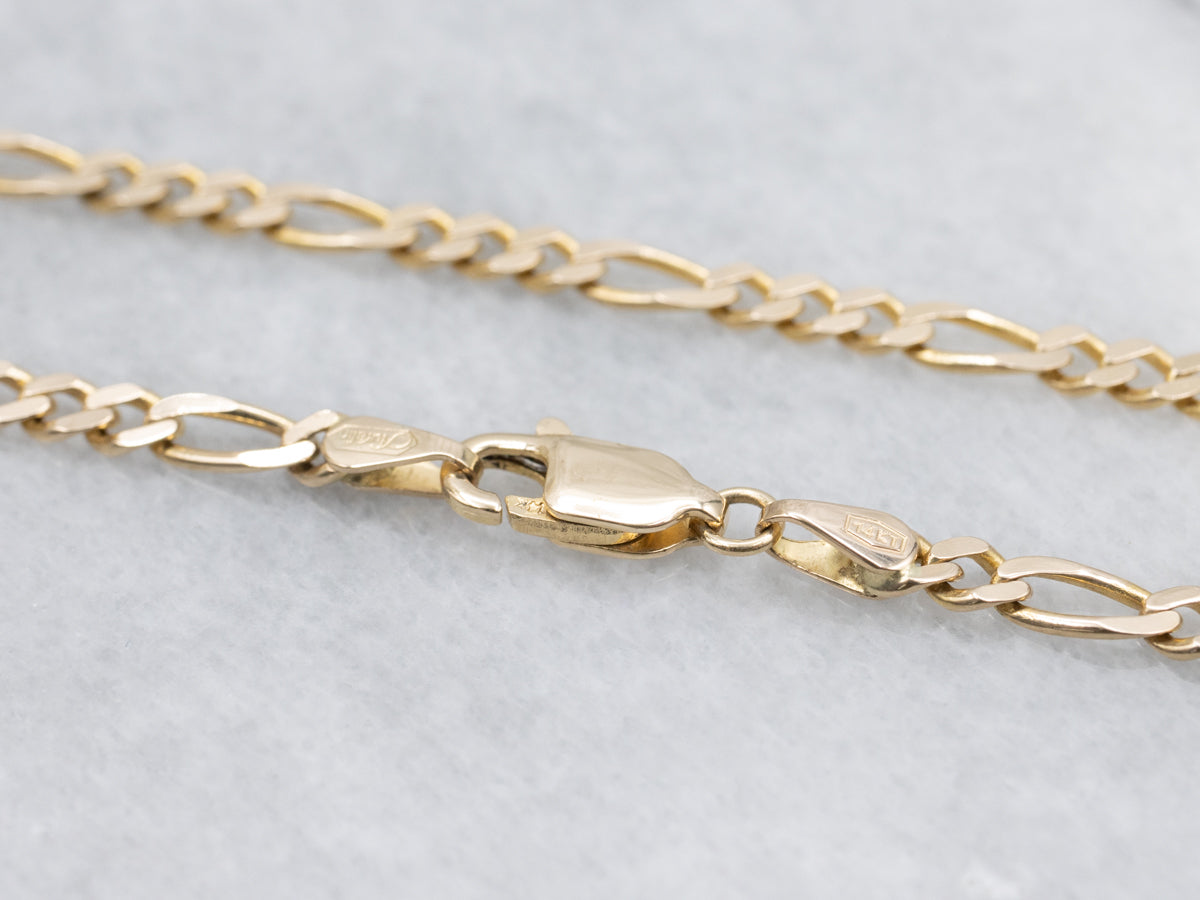 Yellow Gold Figaro Chain with Lobster Clasp