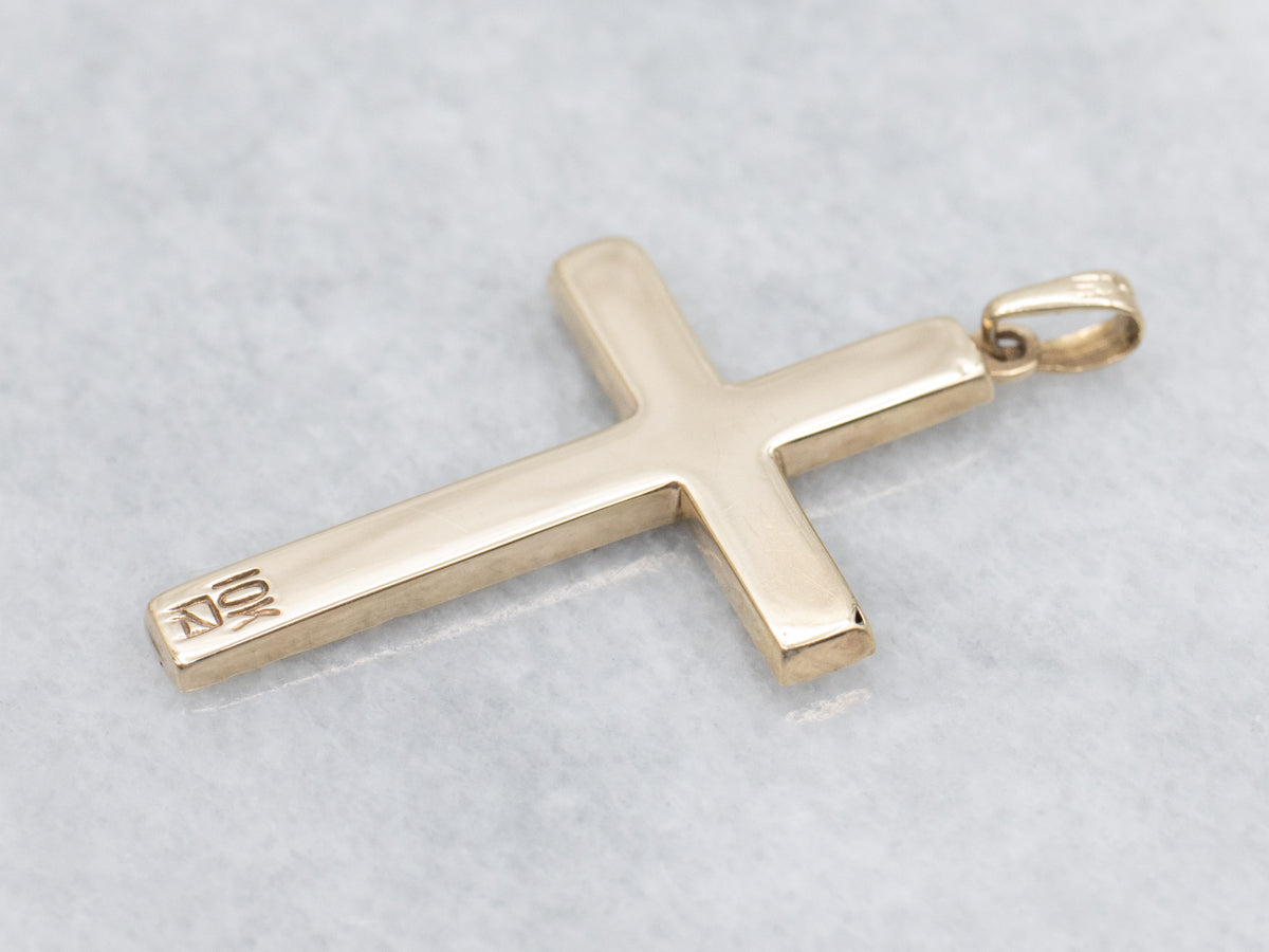 Vintage 10K Yellow Gold Floral Engraved Cross Pendant